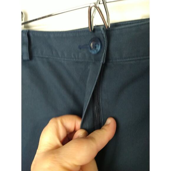 L.L. Bean Woman 14 Pants Flat Front Chino Work Blue Straight Leg Stretch Waist - Picture 7 of 11
